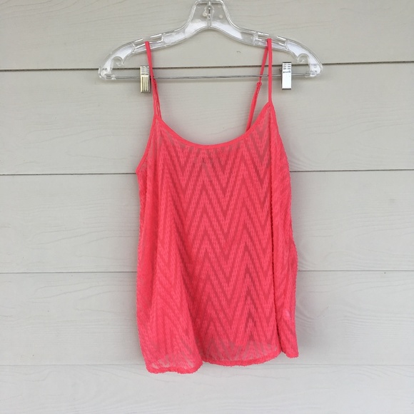 Electric Coral Forever 21 Chevron Tank Top - Picture 1 of 4